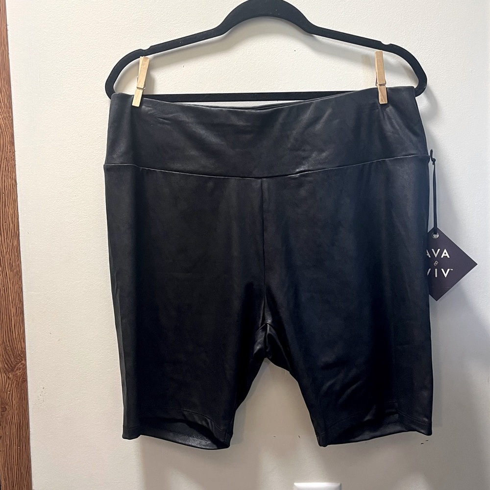 Ava and Viv faux leather metallic biker shorts size 1X casual